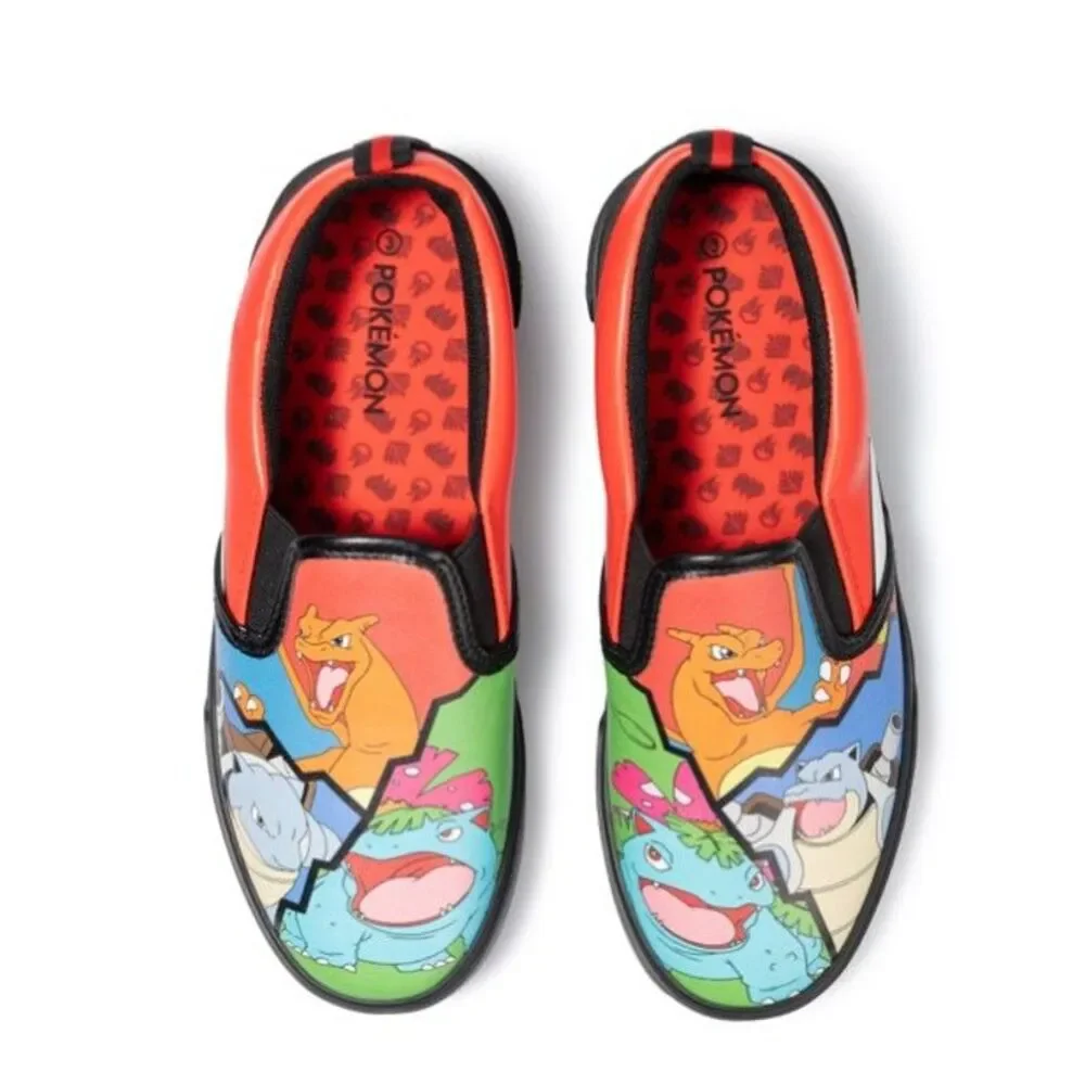 Pokemon 5 Boys Low Top easy Slip On venusaur Charizard Blastoise Pikachu casual